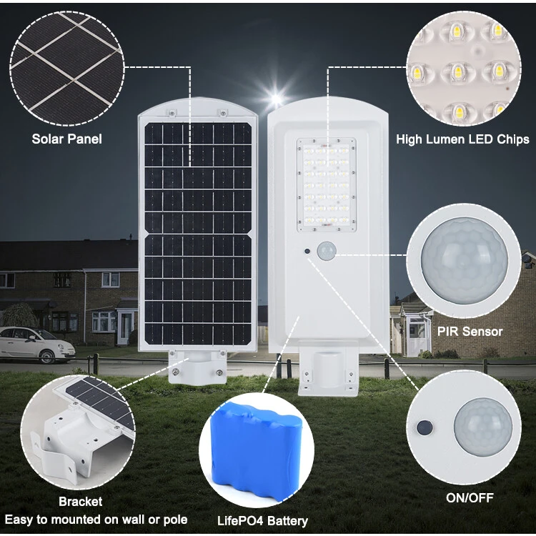 All in One LED Solar Street Light Dusk to Dawn detail