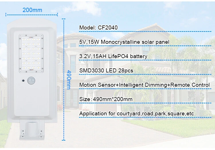 All in One LED Solar Street Light Dusk to Dawn detail