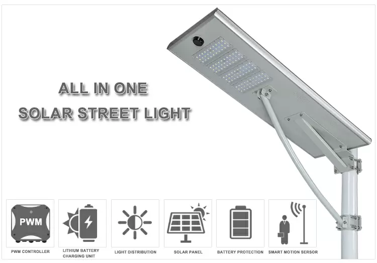Integrated solar street light detail