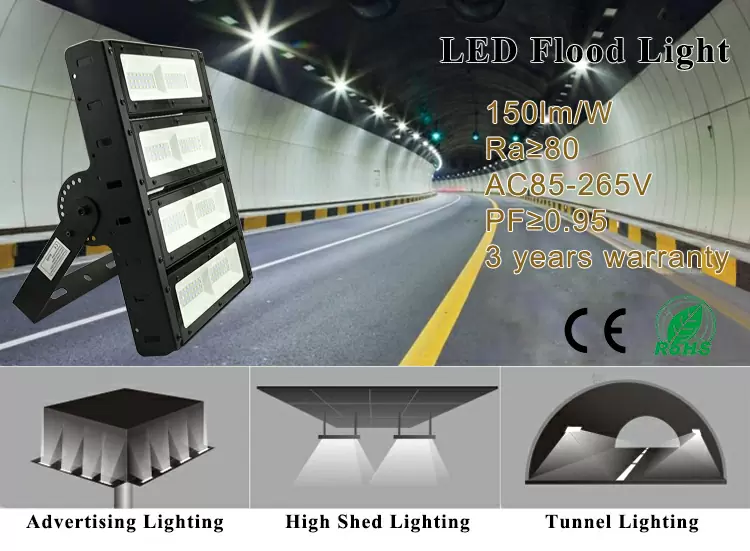 150lm/W IP66 waterproof 50w 100w 150w 200w 250w 300w led flood light fixtures AC85-265V detail
