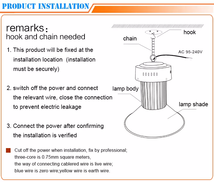 High quality high power 200w led high bay light fixtures manufacturer detail