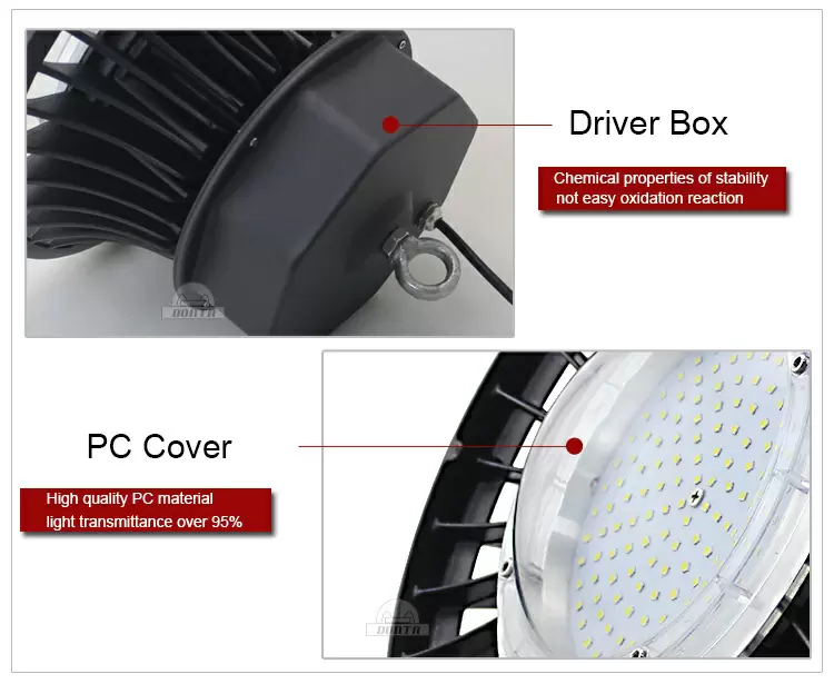 High lumen ip65 outdoor waterproof 100w 150w 200w ufo led high bay light detail
