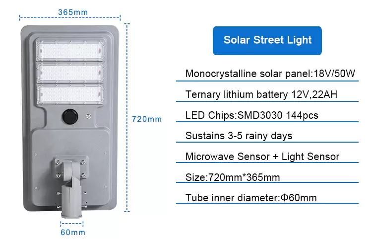 Solar powered street lights detail