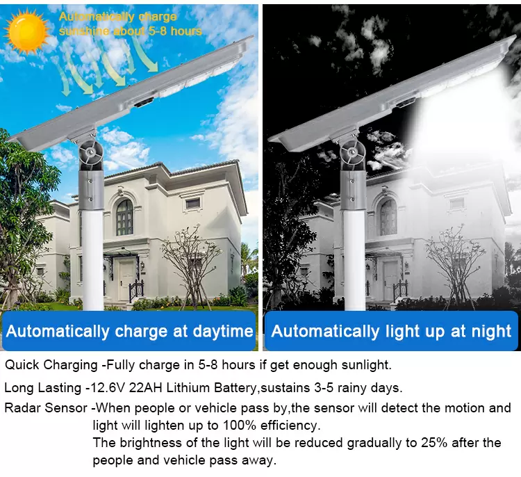 Solar powered street lights detail