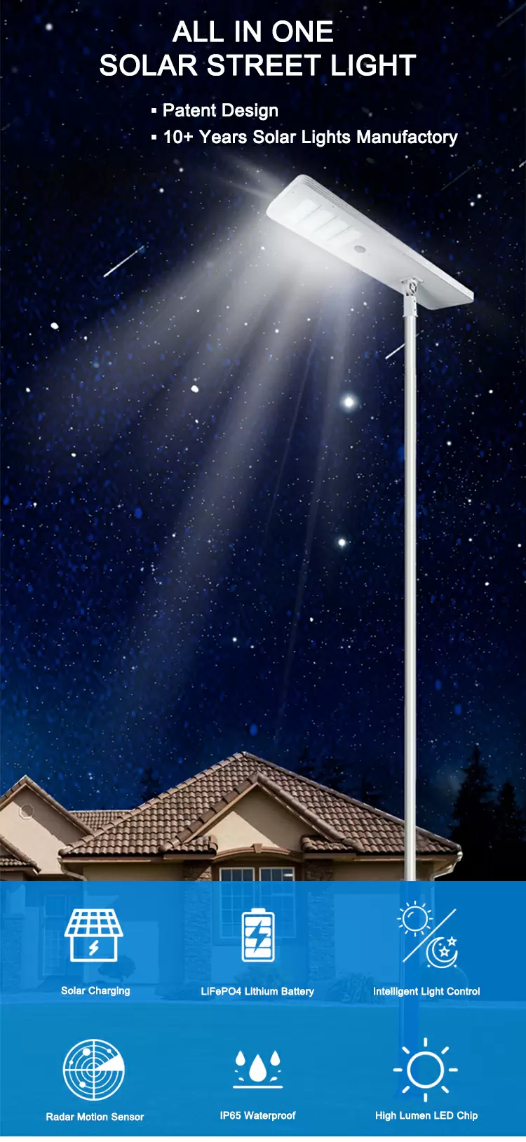 All in one solar street lights detail