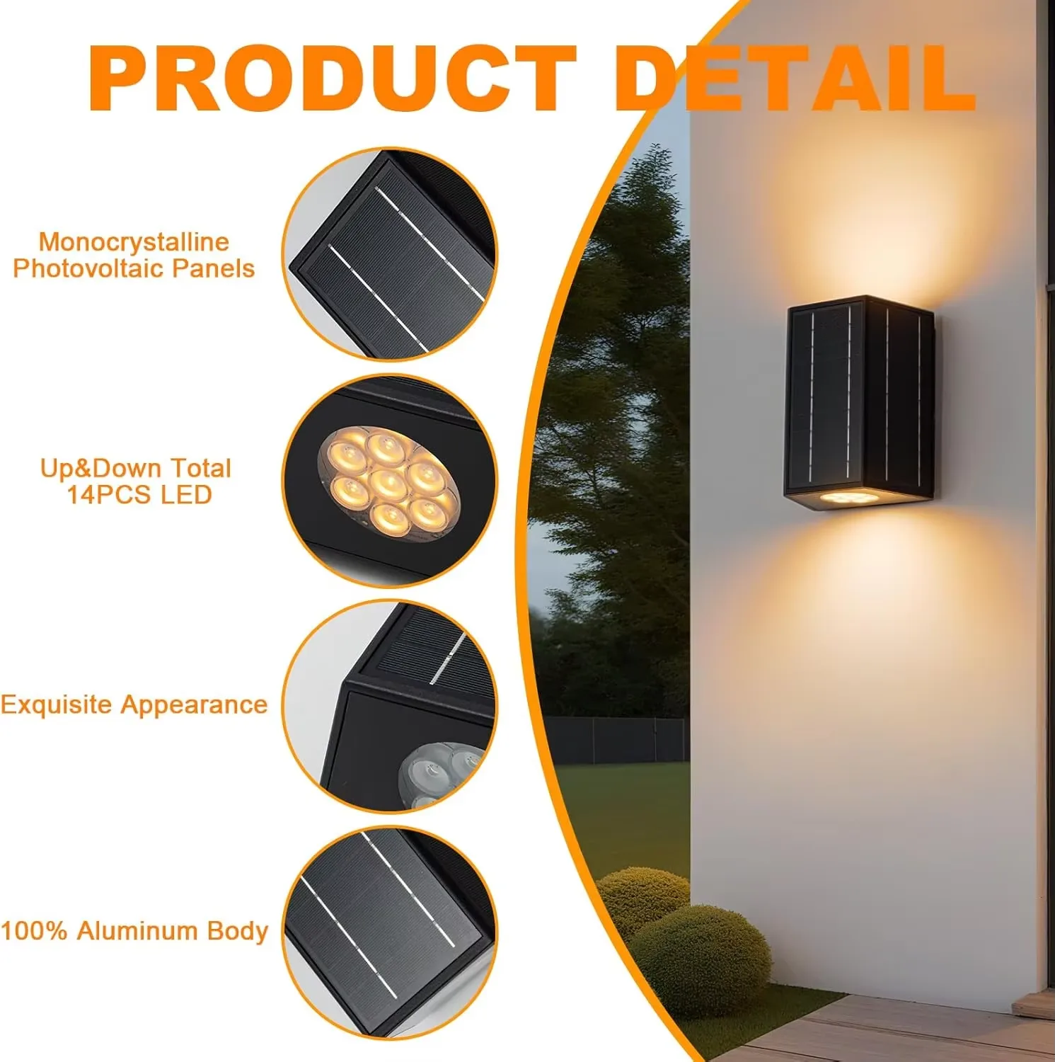 TX-07 Solar wall light detail